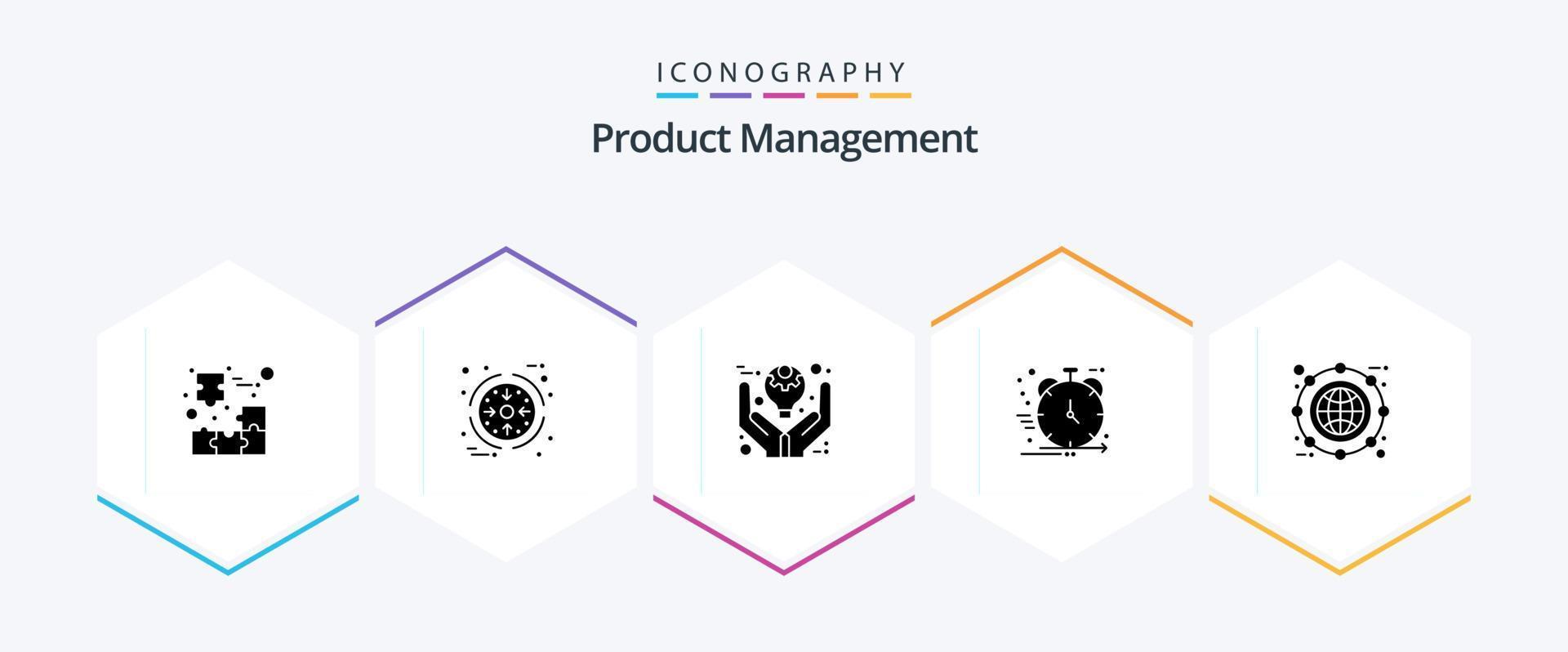 Product Management 25 Glyph icon pack including development. agile. product. product. product vector