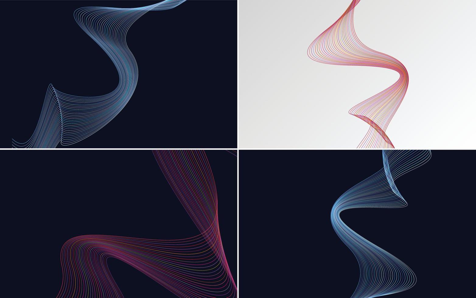 Wave curve abstract vector background pack for a modern and minimalistic design