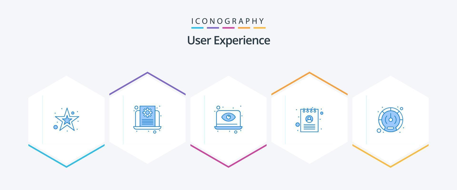 User Experience 25 Blue icon pack including performance. document. computer. user. business vector
