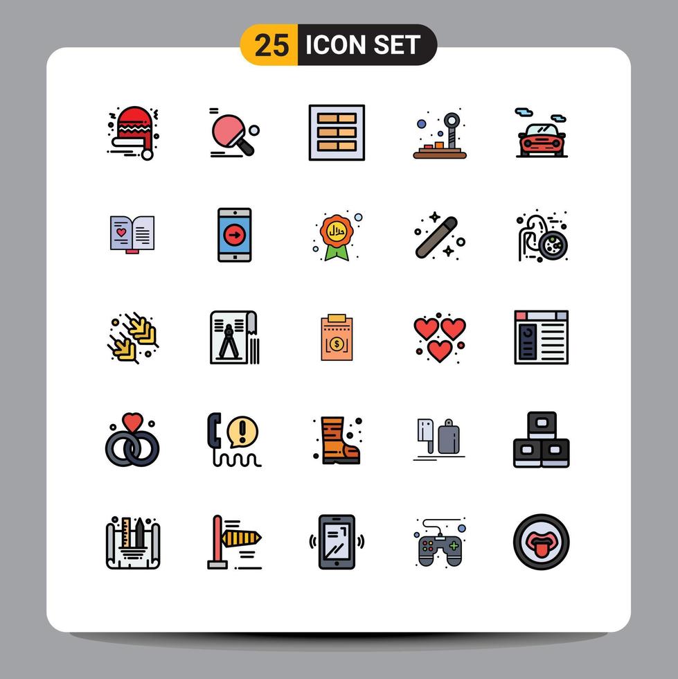 paquete de iconos vectoriales de stock de 25 signos y símbolos de línea para el panel de control de diseño de juegos automático elementos de diseño vectorial editables ux vector