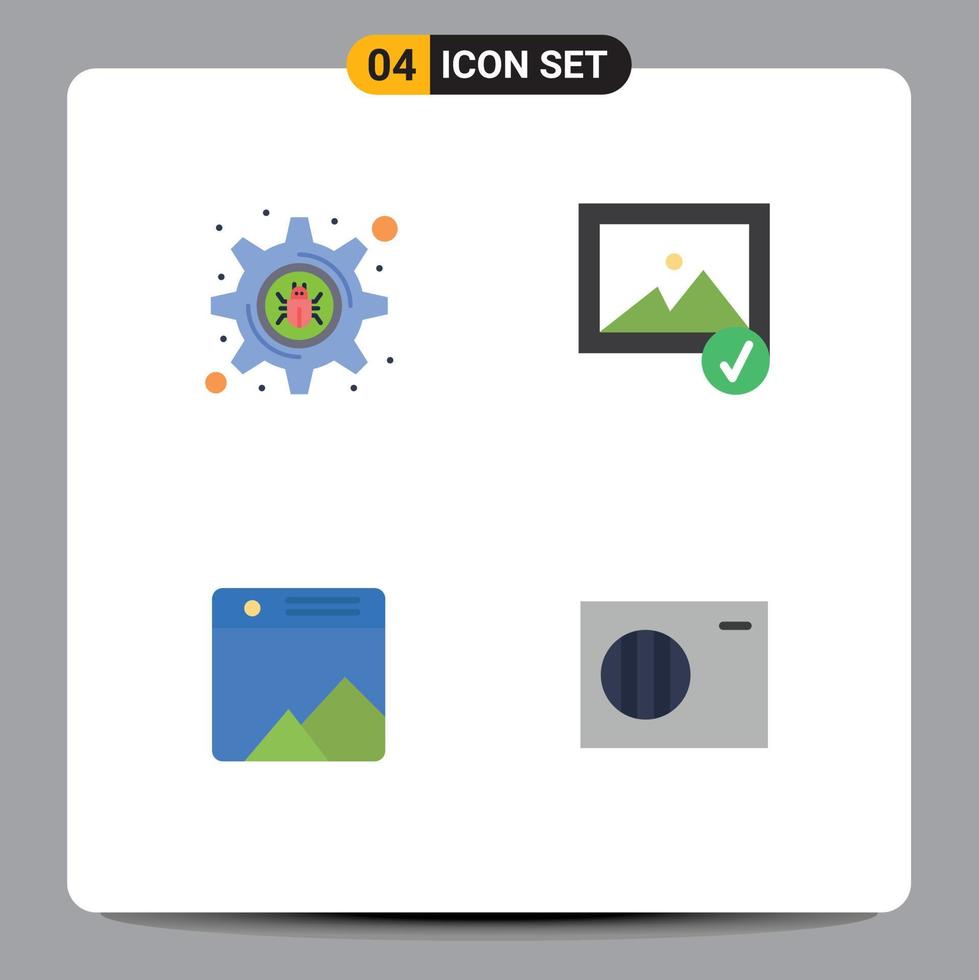 Set of 4 Modern UI Icons Symbols Signs for cyber crime web image image conditioner Editable Vector Design Elements