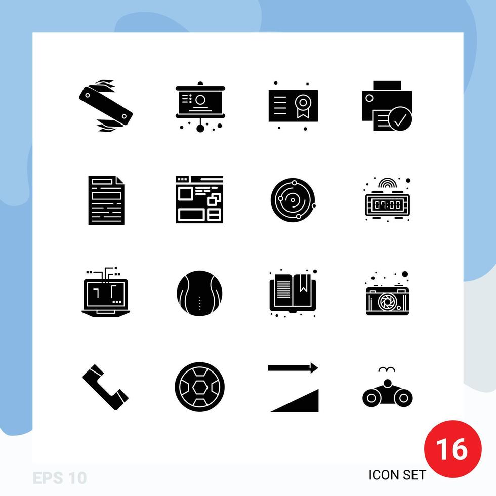 Pack of 16 creative Solid Glyphs of gadget connected presentation computers degree Editable Vector Design Elements