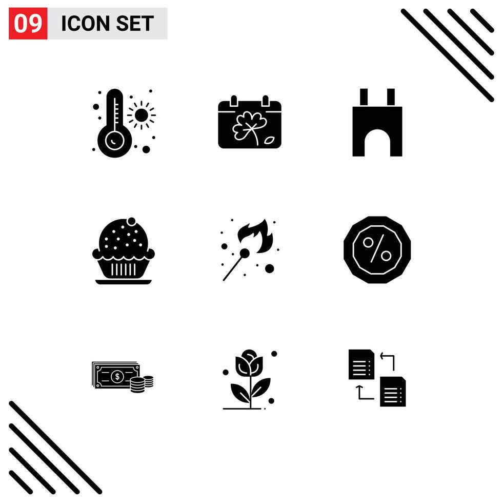 9 Creative Icons Modern Signs and Symbols of flame party castle building celebration birthday Editable Vector Design Elements