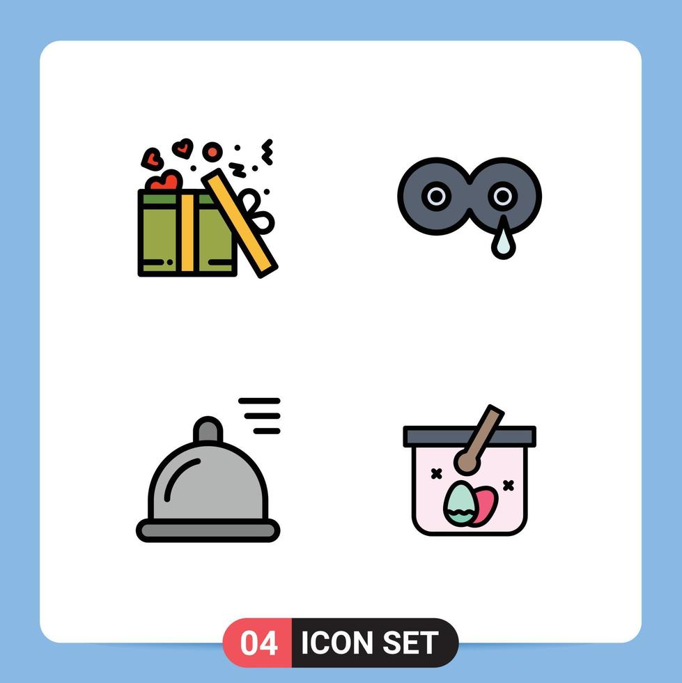 User Interface Pack of 4 Basic Filledline Flat Colors of gift dish valentine milk basket Editable Vector Design Elements