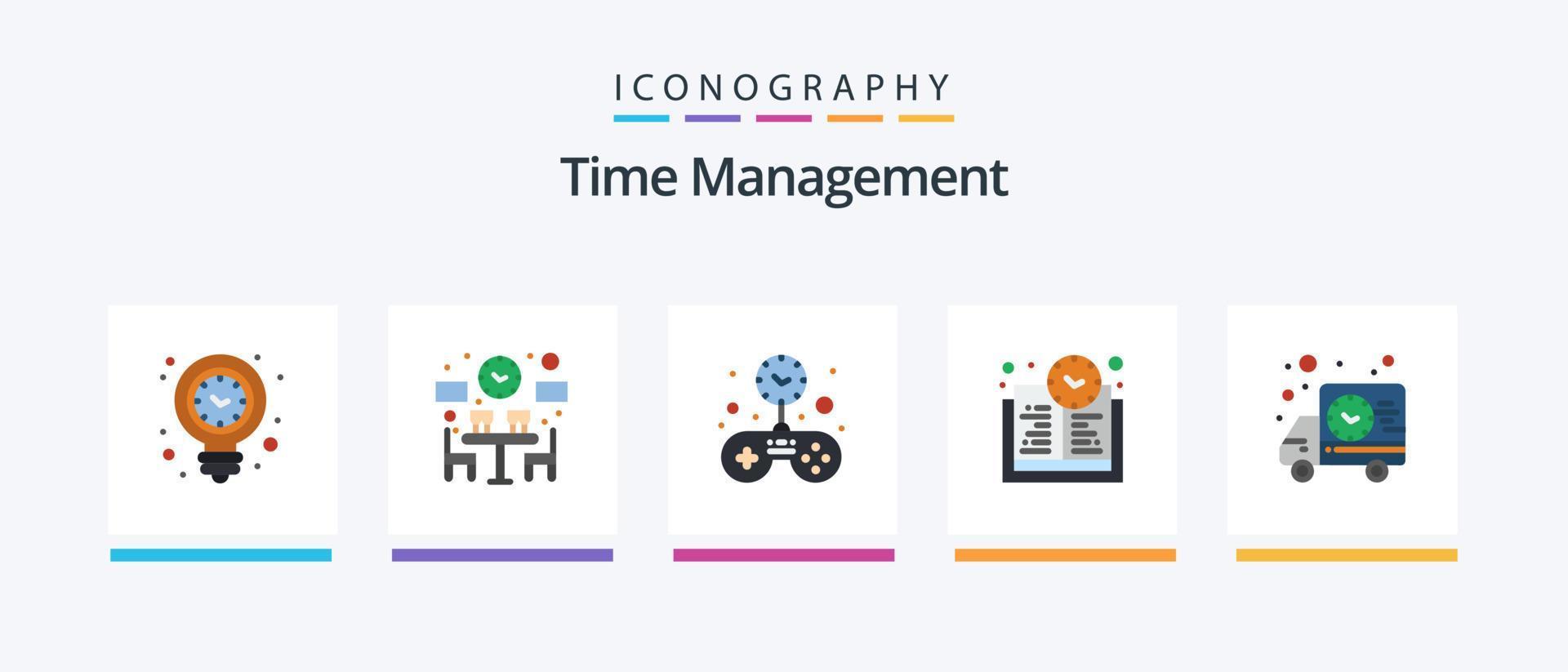 Time Management Flat 5 Icon Pack Including shipping. learning time. time. education time. time. Creative Icons Design vector