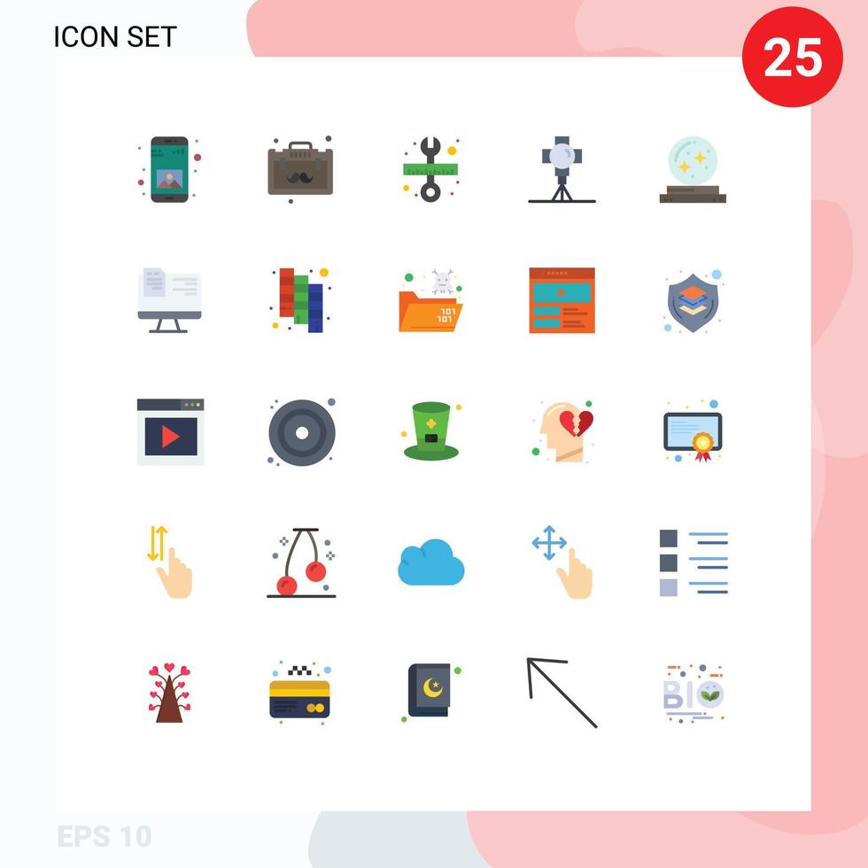 Editable Vector Line Pack of 25 Simple Flat Colors of ball movie repair light cinema Editable Vector Design Elements