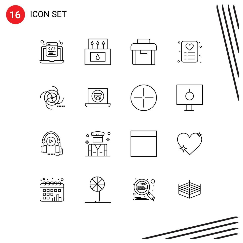 16 Creative Icons Modern Signs and Symbols of cosmos card nature love suitcase Editable Vector Design Elements