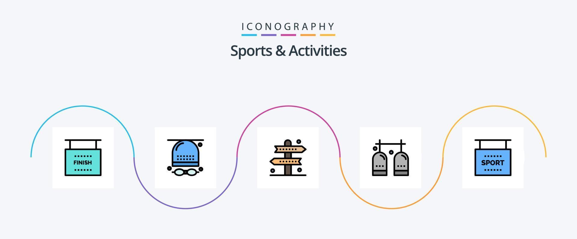 Sports and Activities Line Filled Flat 5 Icon Pack Including gas. diving. hat. activities. game vector