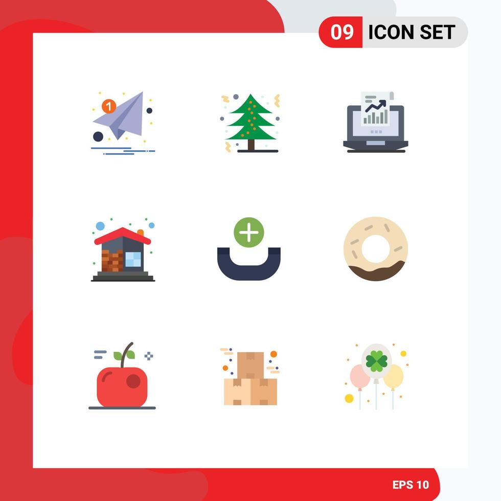 conjunto de 9 iconos de ui modernos símbolos signos para la construcción de viviendas árbol pared de ladrillo portátil elementos de diseño vectorial editables vector