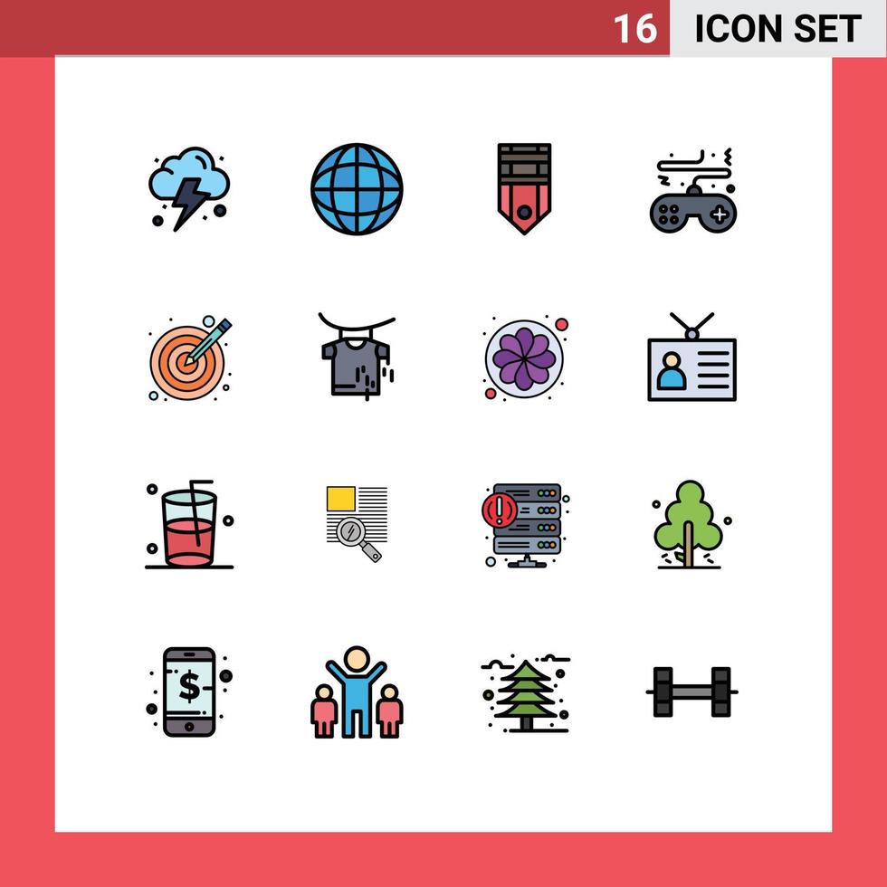Universal Icon Symbols Group of 16 Modern Flat Color Filled Lines of illustration play rank controller pad Editable Creative Vector Design Elements