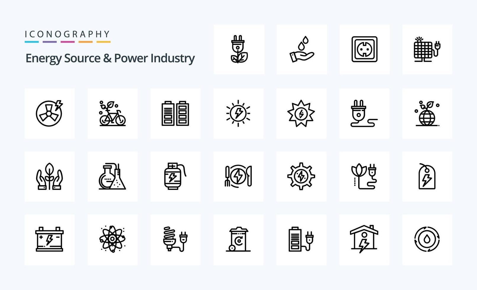 25 Energy Source And Power Industry Line icon pack vector