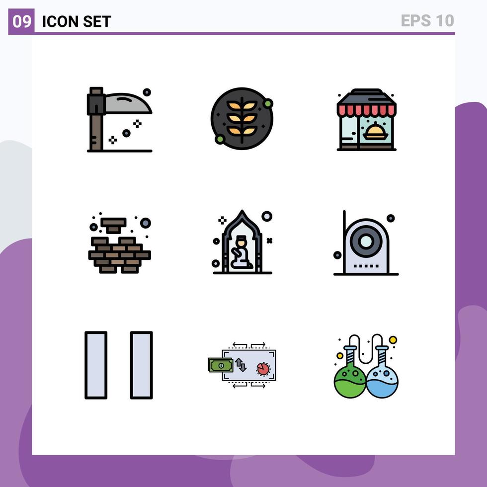 9 Creative Icons Modern Signs and Symbols of pray mosque life solving mind Editable Vector Design Elements
