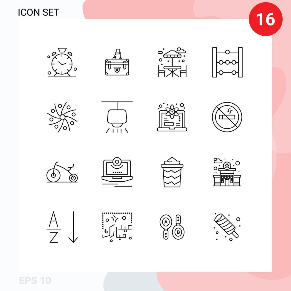 Editable Vector Line Pack of 16 Simple Outlines of astronomy education documents abacus water Editable Vector Design Elements