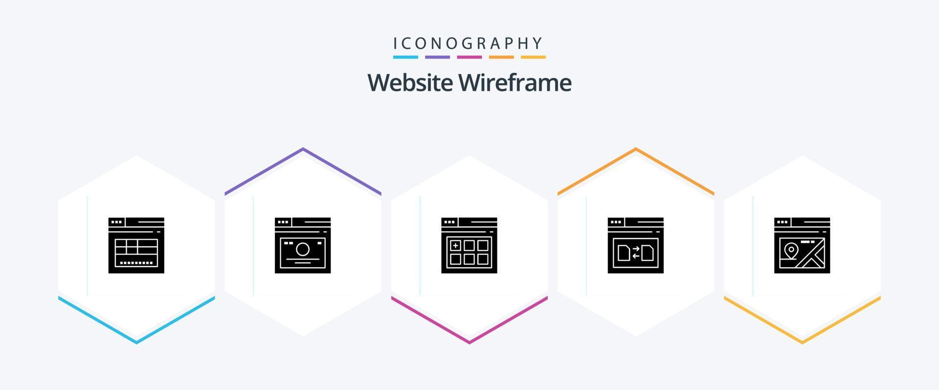Website Wireframe 25 Glyph icon pack including web. file. web. web. page vector