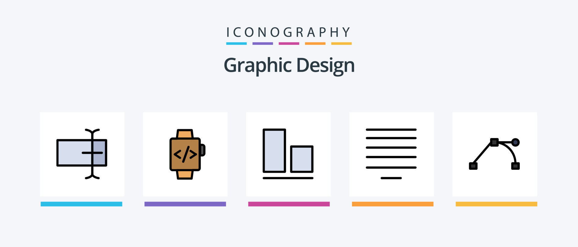 Design Line Filled 5 Icon Pack Including . time clock. plus. add