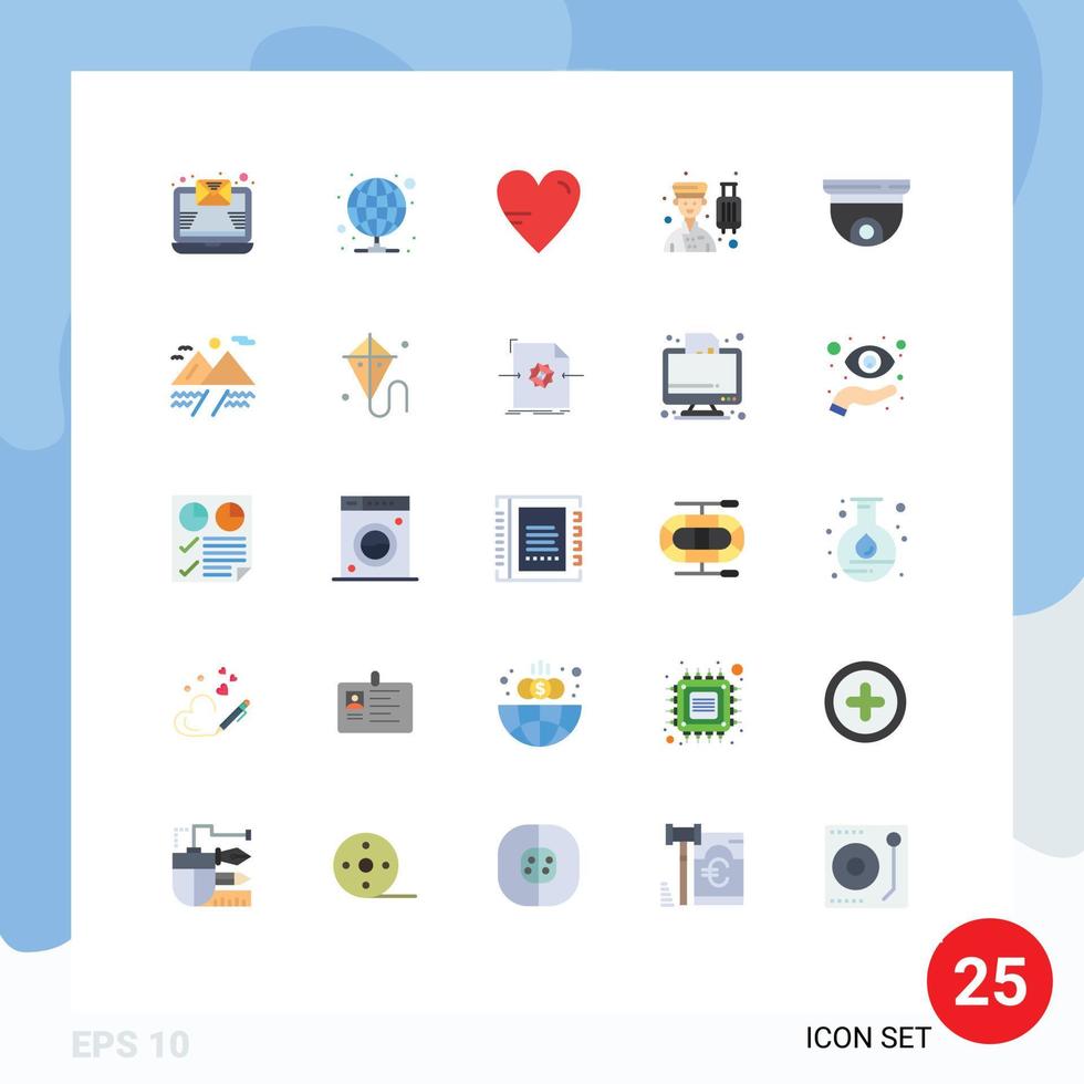 Flat Color Pack of 25 Universal Symbols of device service love professional bell boy Editable Vector Design Elements