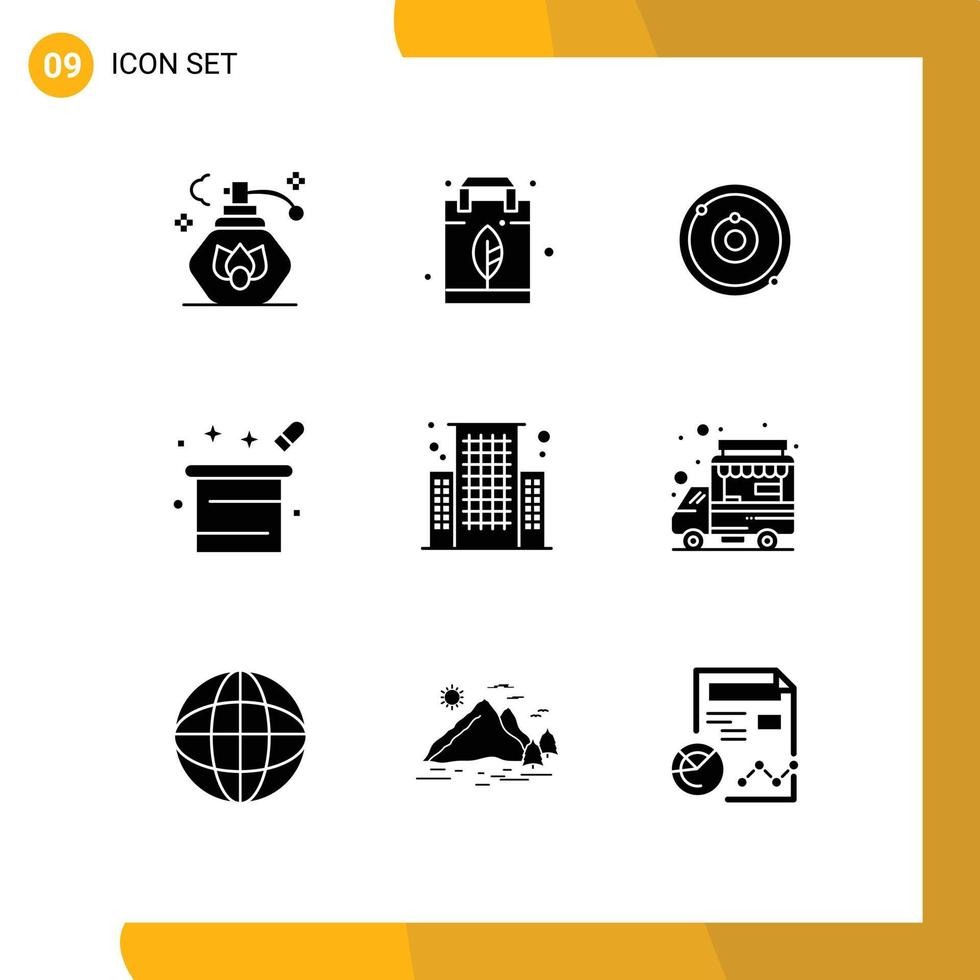 Stock Vector Icon Pack of 9 Line Signs and Symbols for business magician hat plenet magician magic hat Editable Vector Design Elements