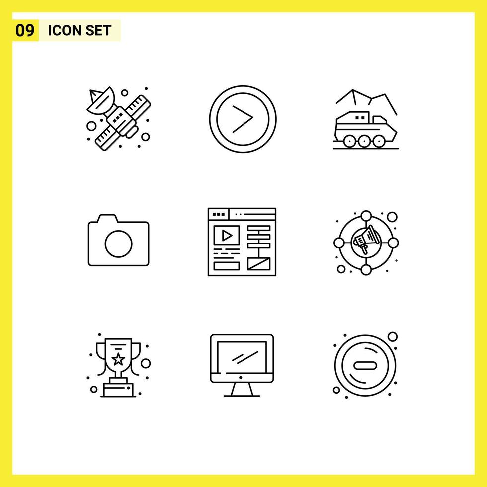 9 Outline concept for Websites Mobile and Apps basic image user camera surface Editable Vector Design Elements