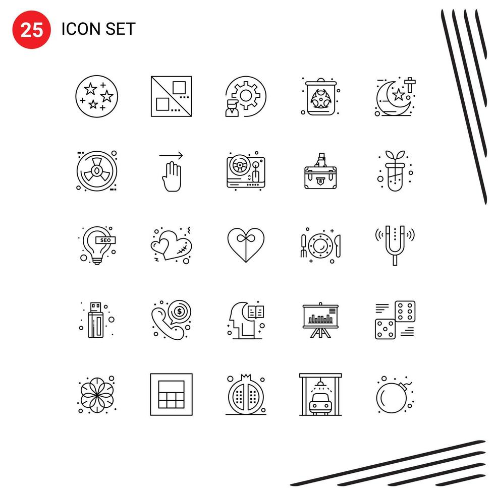 25 Thematic Vector Lines and Editable Symbols of studies religion development waste gas Editable Vector Design Elements