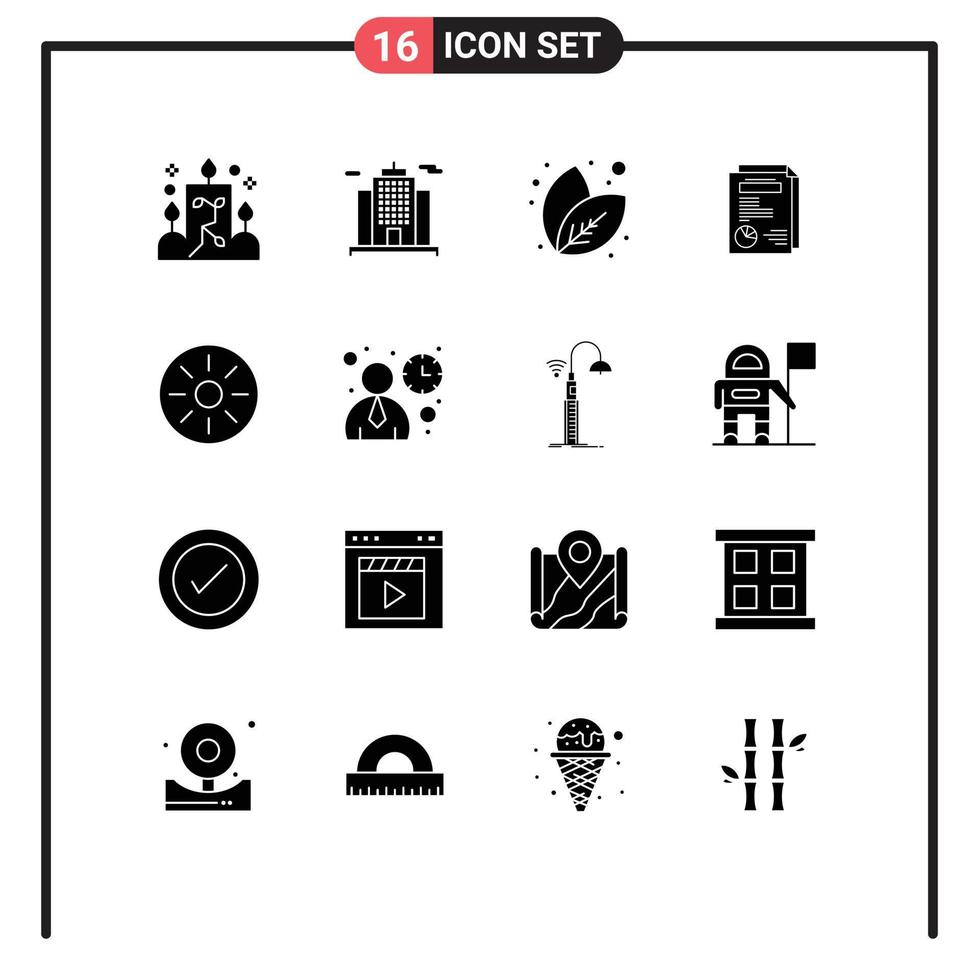 Stock Vector Icon Pack of 16 Line Signs and Symbols for meal food nature drink report Editable Vector Design Elements