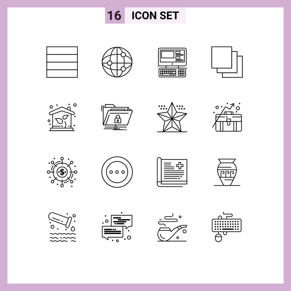 Stock Vector Icon Pack of 16 Line Signs and Symbols for files property education investment eco Editable Vector Design Elements