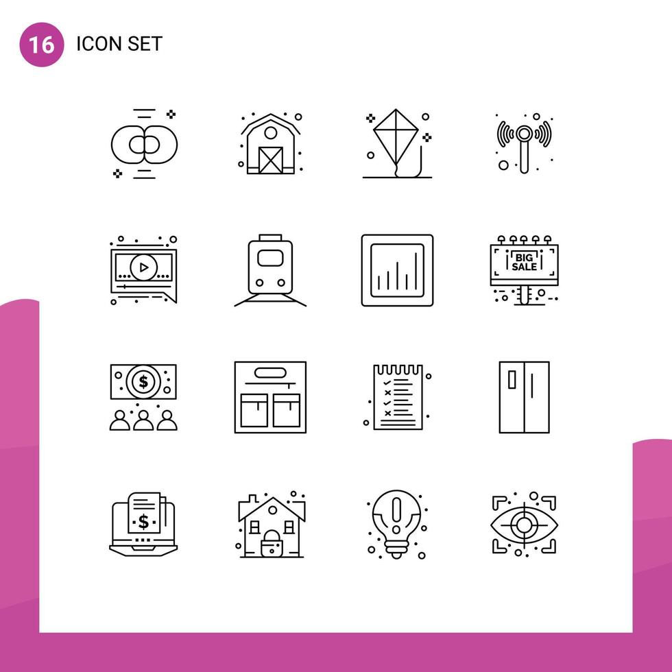 16 Thematic Vector Outlines and Editable Symbols of message wireless child wifi summer Editable Vector Design Elements