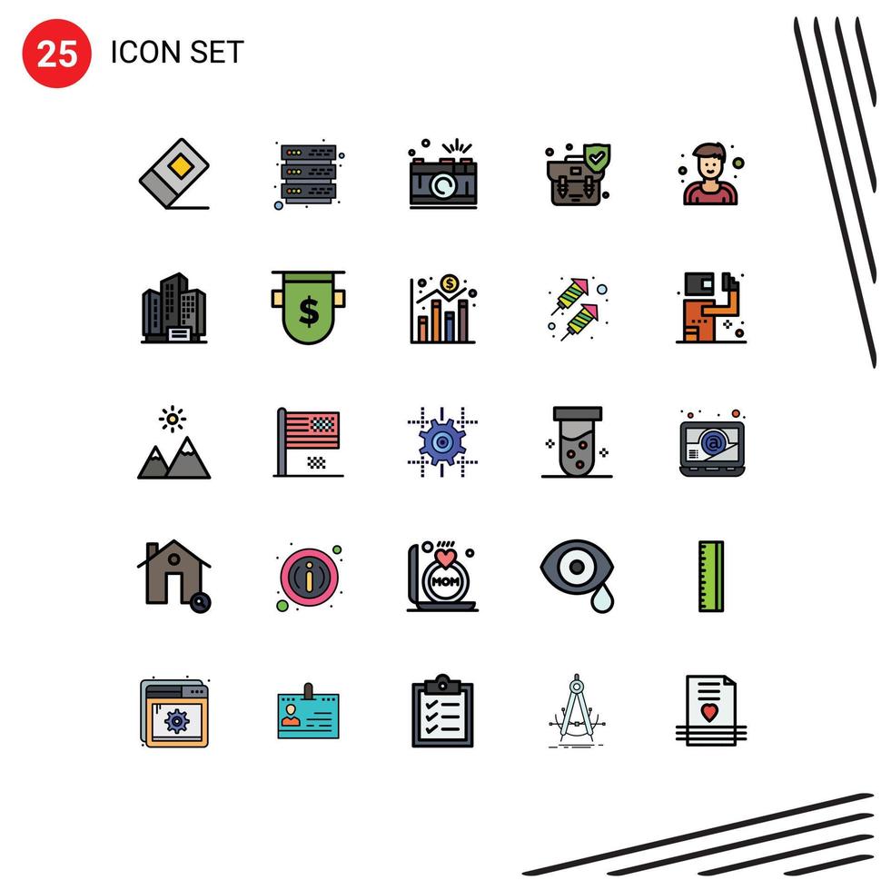 Set of 25 Modern UI Icons Symbols Signs for sportsman athlete photo shield insurance Editable Vector Design Elements