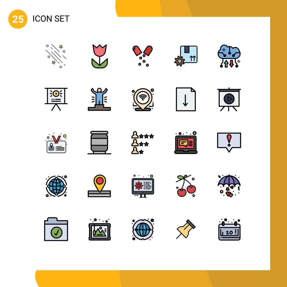 Modern Set of 25 Filled line Flat Colors Pictograph of cloud backup premium quality photo premium product medical Editable Vector Design Elements