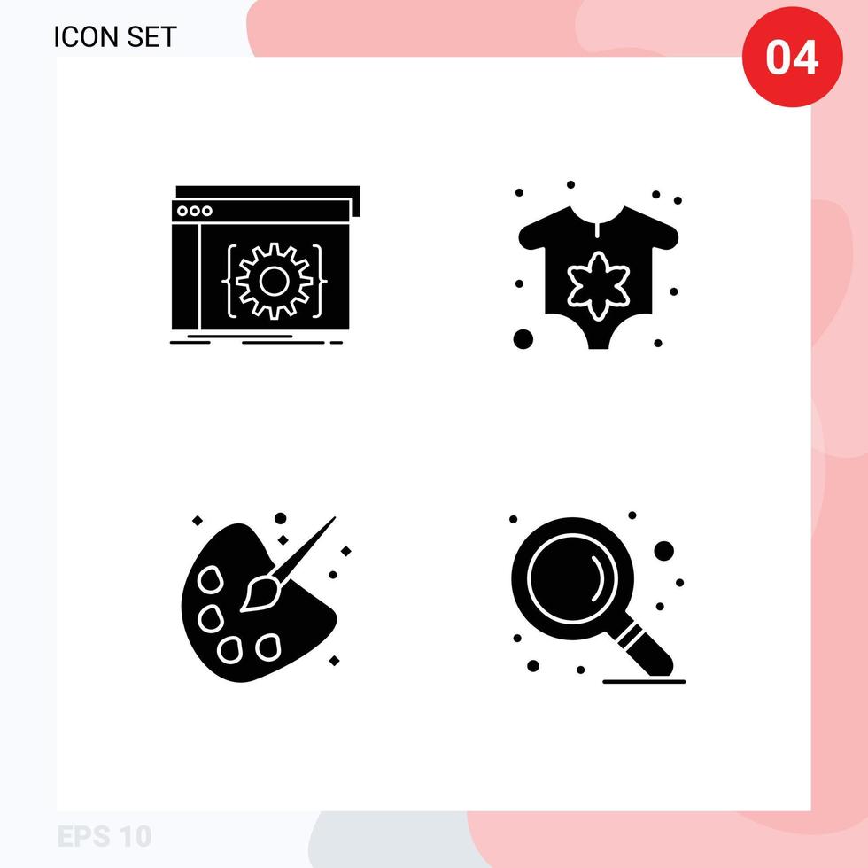 Pack of 4 creative Solid Glyphs of api drawing developer clothes painting Editable Vector Design Elements