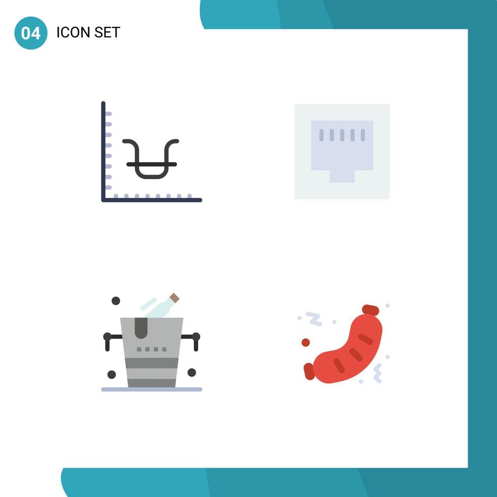 Modern Set of 4 Flat Icons and symbols such as business ice marketing port barbecue Editable Vector Design Elements