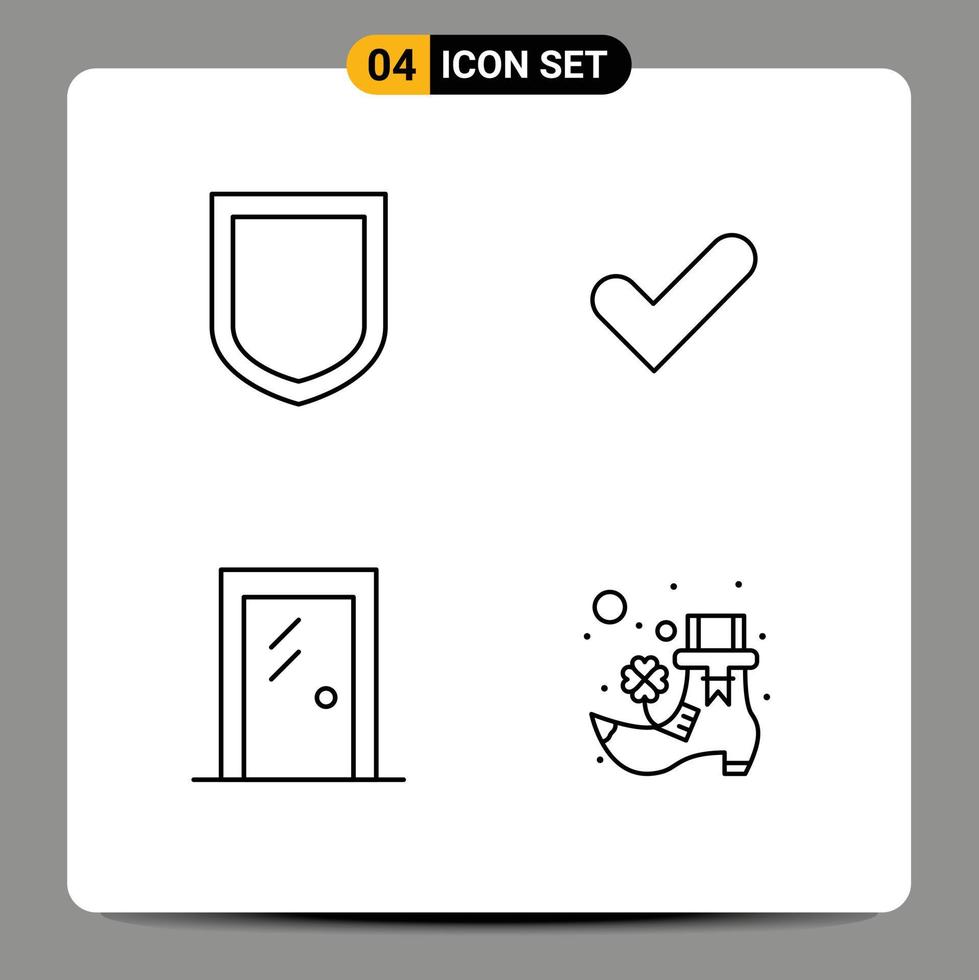 Mobile Interface Line Set of 4 Pictograms of protection house check good room Editable Vector Design Elements