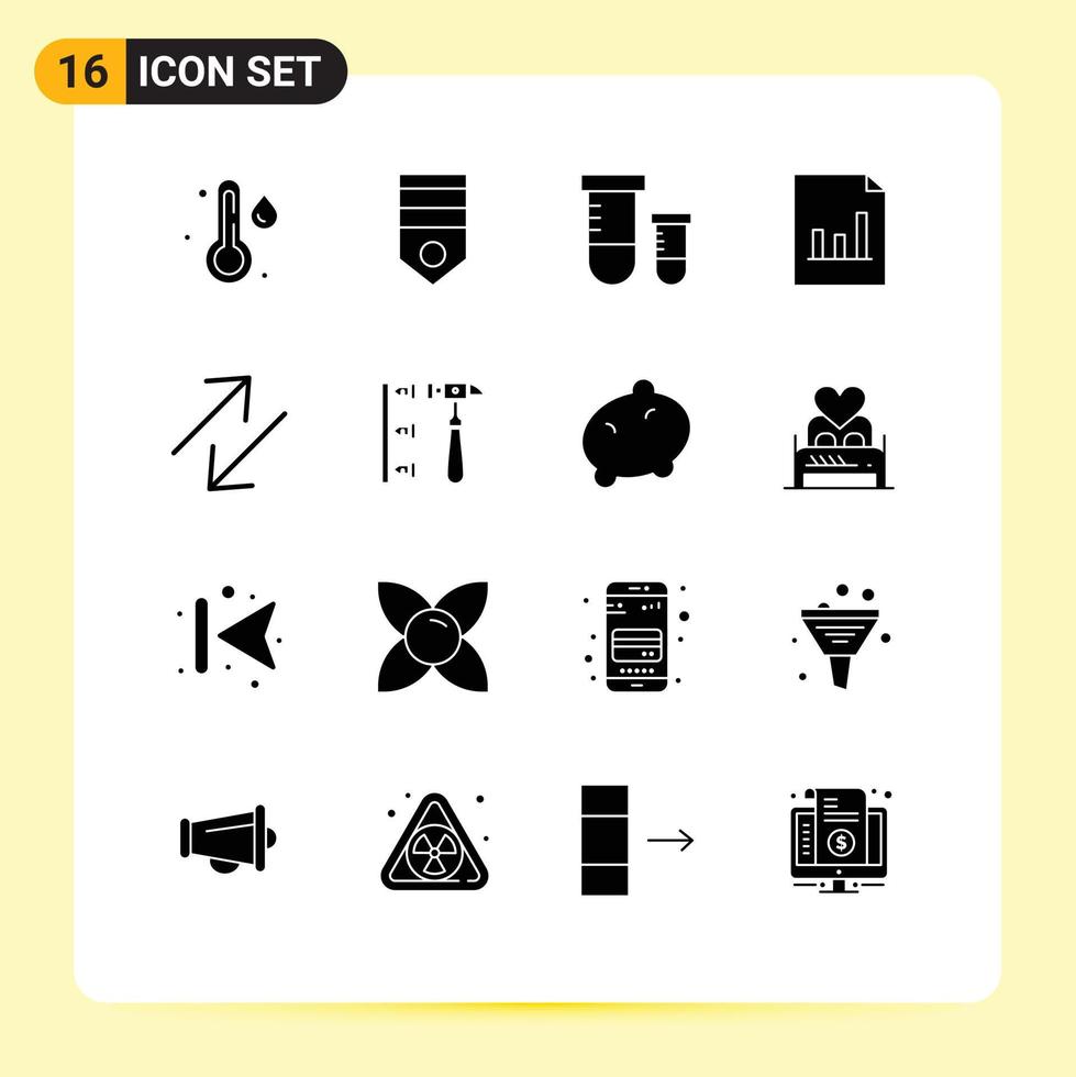 Set of 16 Modern UI Icons Symbols Signs for scale arrow potion graph analytics Editable Vector Design Elements