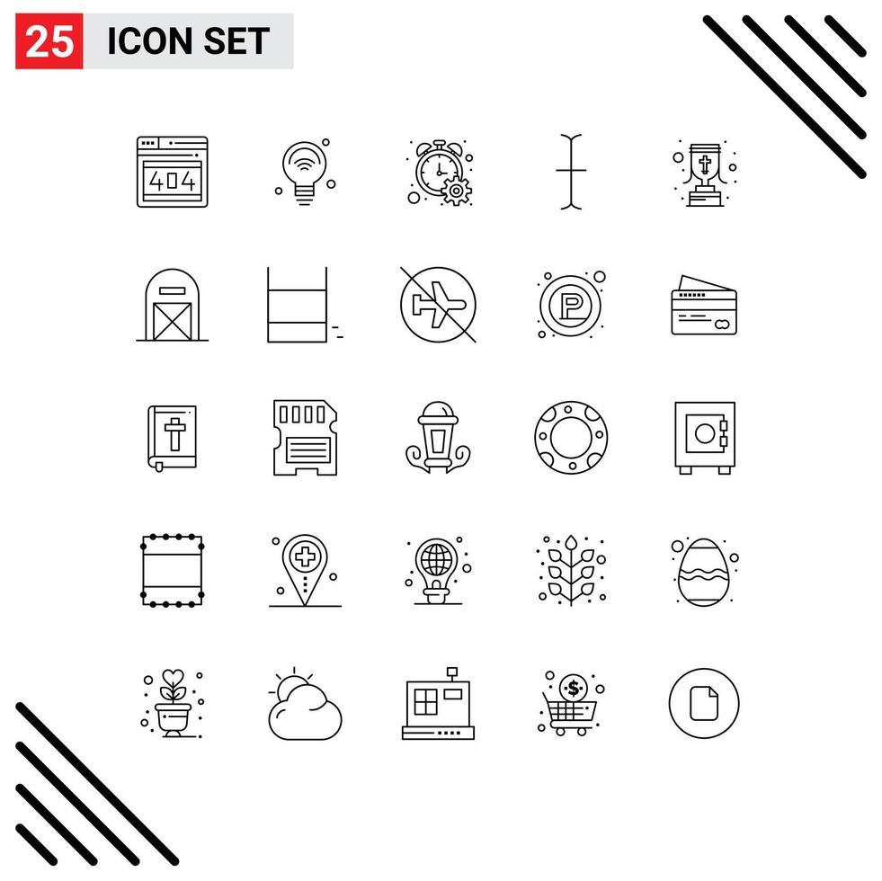 Stock Vector Icon Pack of 25 Line Signs and Symbols for reward cup wifi input timer Editable Vector Design Elements