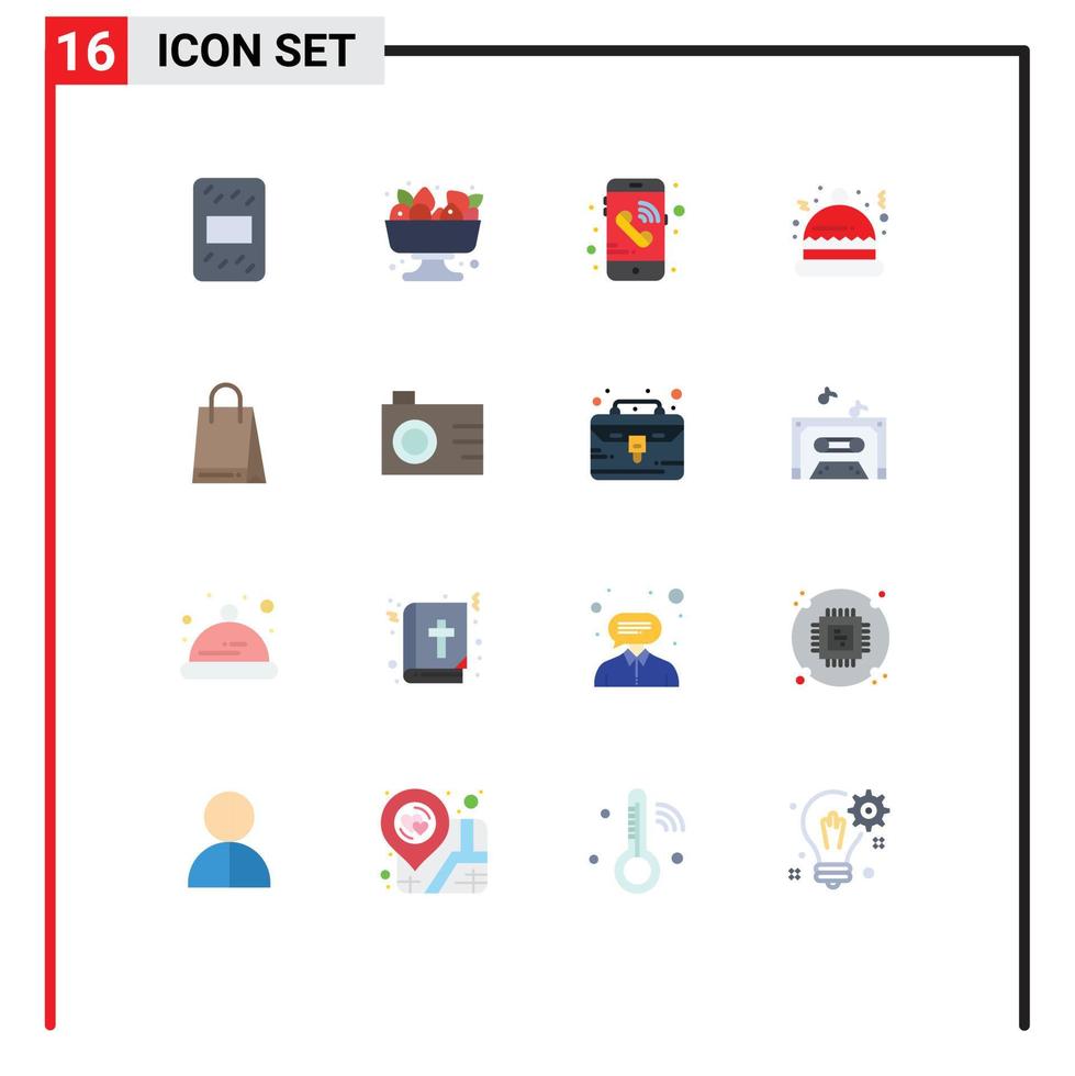 Flat Color Pack of 16 Universal Symbols of digital canada mobile shopping santa Editable Pack of Creative Vector Design Elements