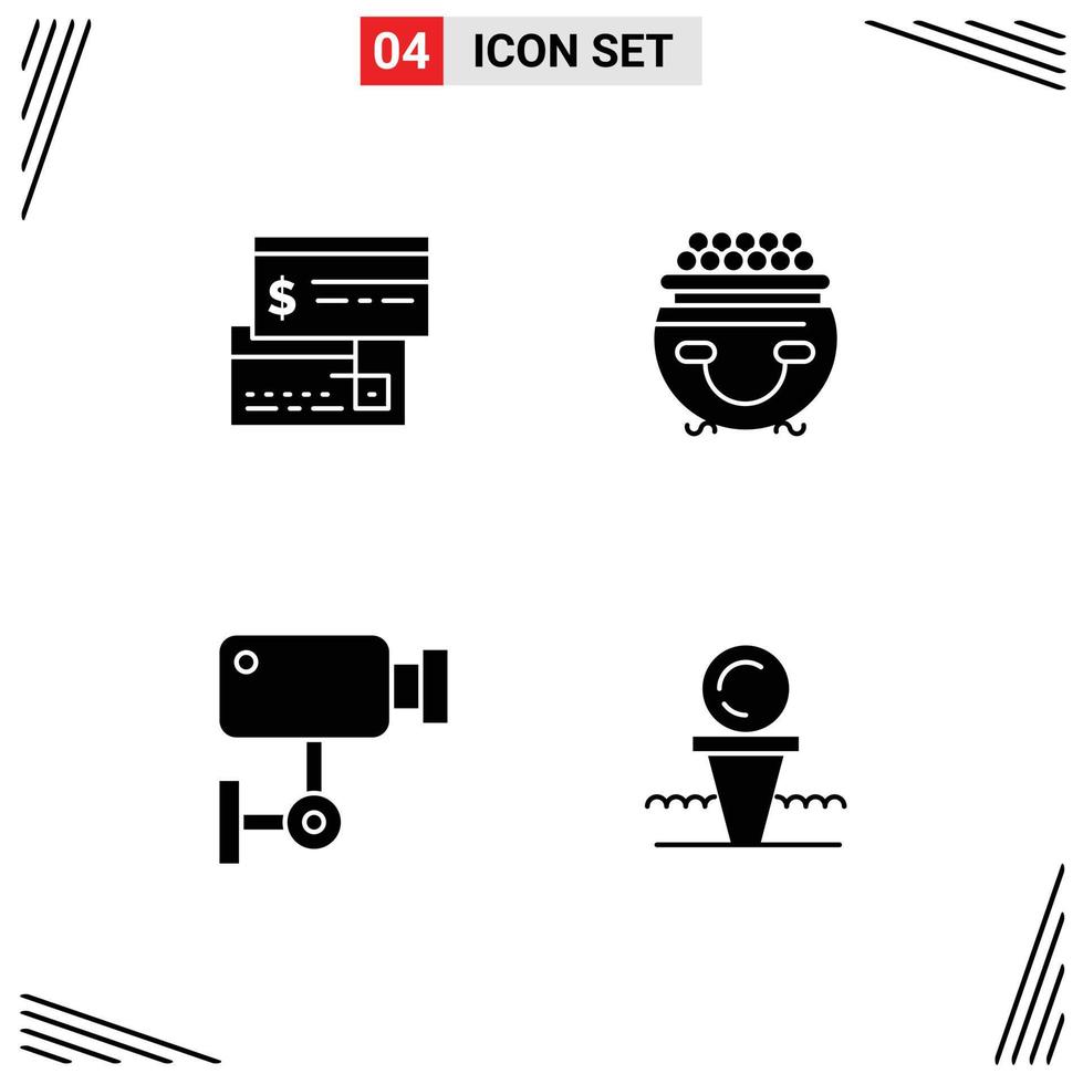 Pictogram Set of 4 Simple Solid Glyphs of direct payment pot debit gold device Editable Vector Design Elements
