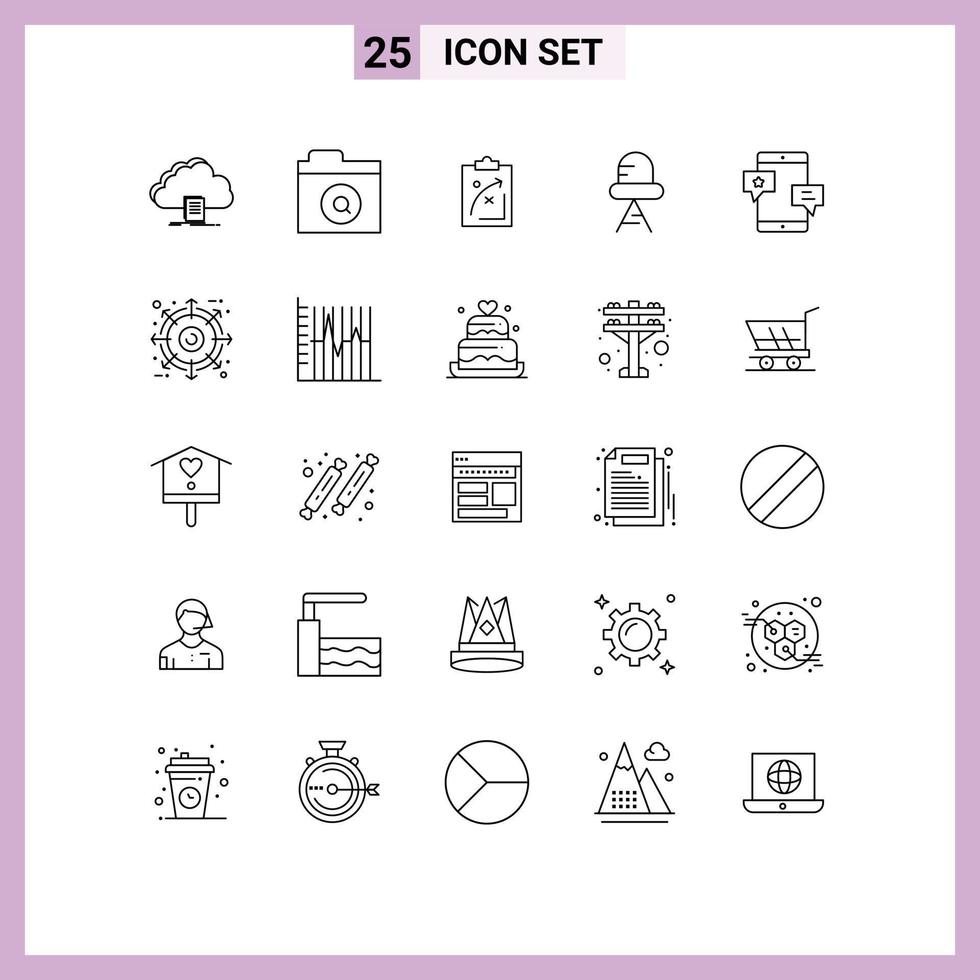 grupo de símbolos de iconos universales de 25 líneas modernas de elementos de diseño vectorial editables de economía de diodos de plan de chat vector