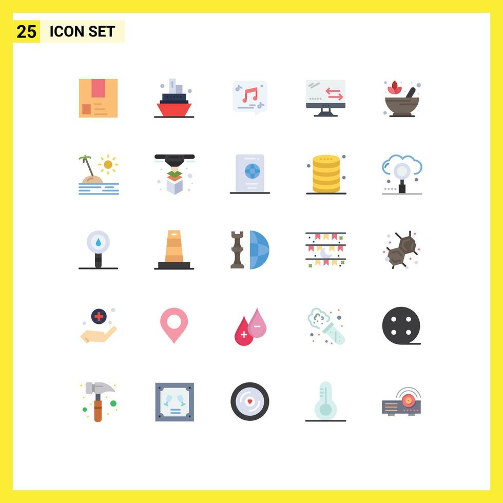 Pictogram Set of 25 Simple Flat Colors of technology connection travel cloud music Editable Vector Design Elements