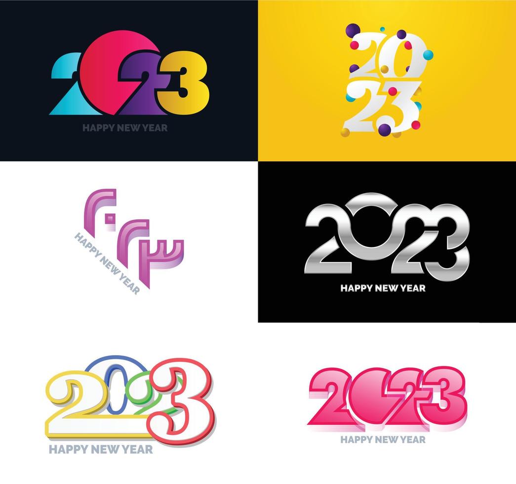 gran conjunto de 2023 feliz año nuevo diseño de texto de logotipo plantilla de diseño de número 2023 vector