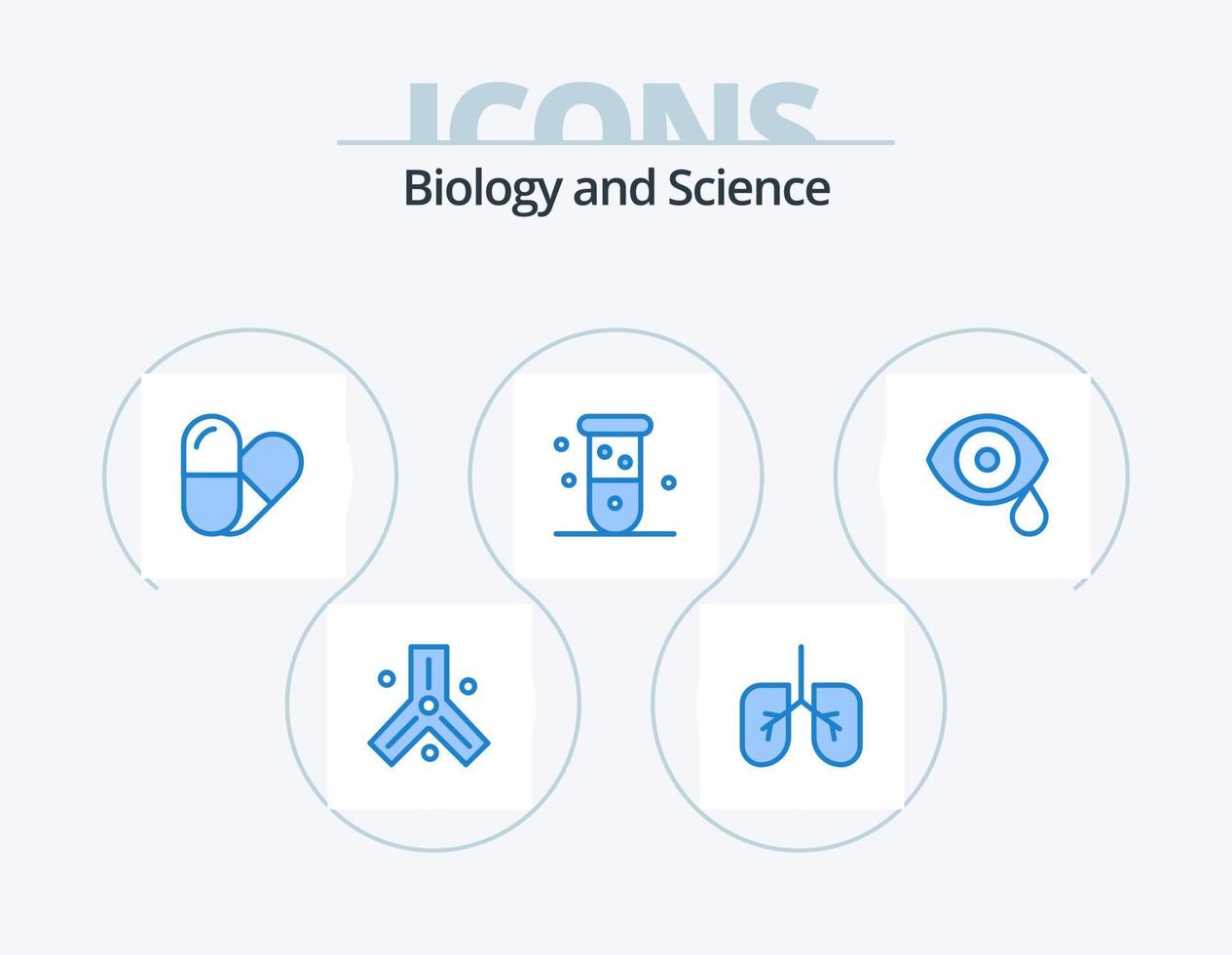 Paquete de iconos azules de biología 5 diseño de iconos. gotas. laboratorio. bioquímica. ojo. laboratorio vector