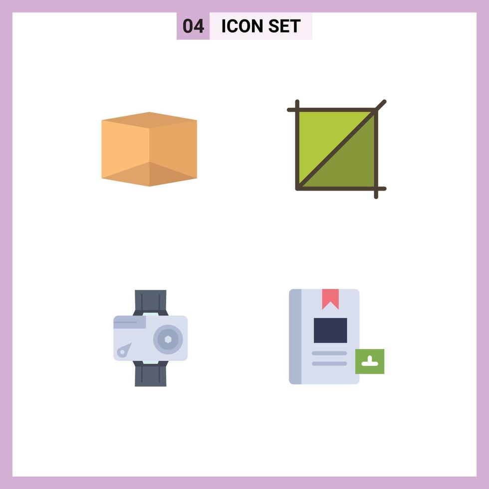 4 iconos planos vectoriales temáticos y símbolos editables de acción de diseño de fotos de caja y elementos de diseño vectorial editables vector