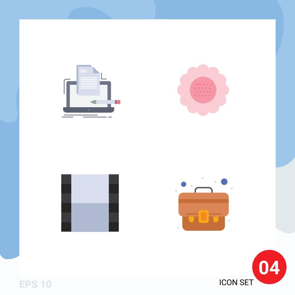 4 User Interface Flat Icon Pack of modern Signs and Symbols of coder spring list floral strip Editable Vector Design Elements