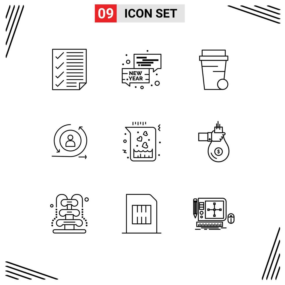 Modern Set of 9 Outlines and symbols such as flask digital new year returning visiter returning Editable Vector Design Elements