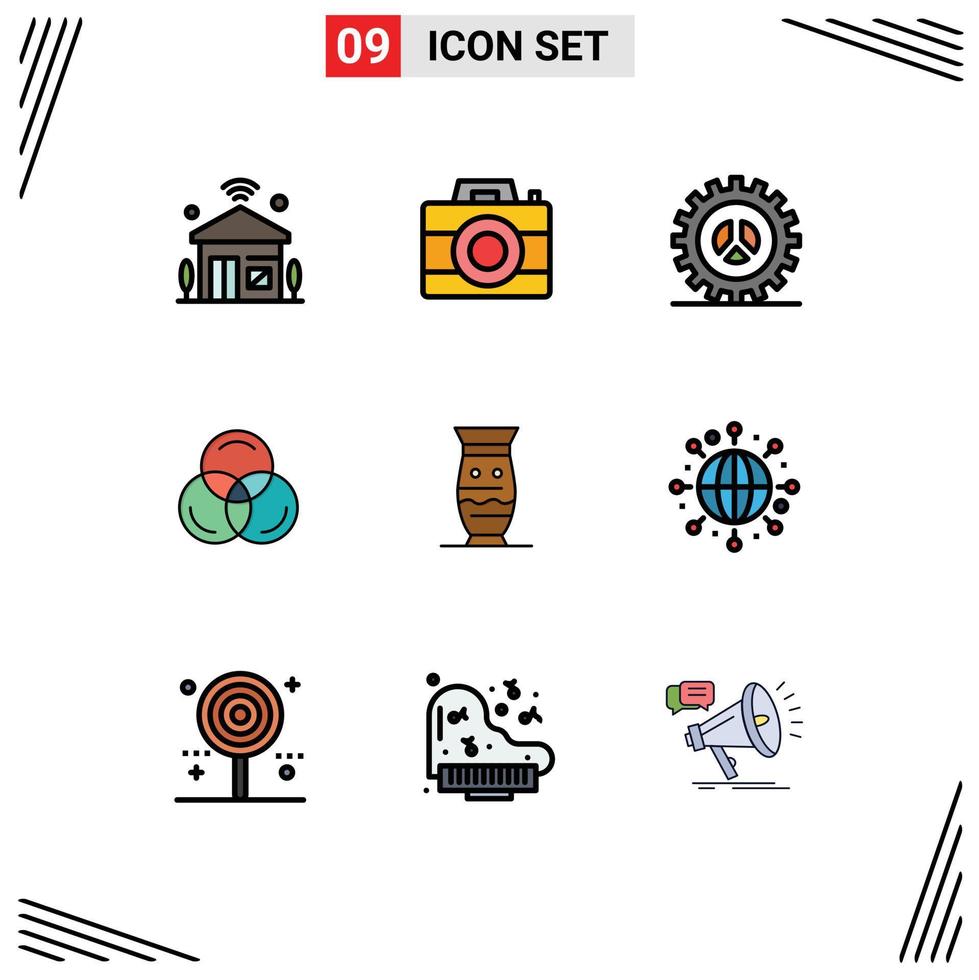 9 Universal Filledline Flat Colors Set for Web and Mobile Applications ceramic color technology rgb web design Editable Vector Design Elements