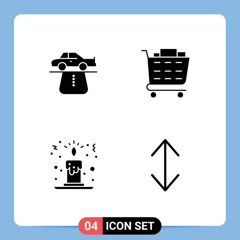 Pack of 4 Modern Solid Glyphs Signs and Symbols for Web Print Media such as advantage christmas carpet checkout arrow Editable Vector Design Elements