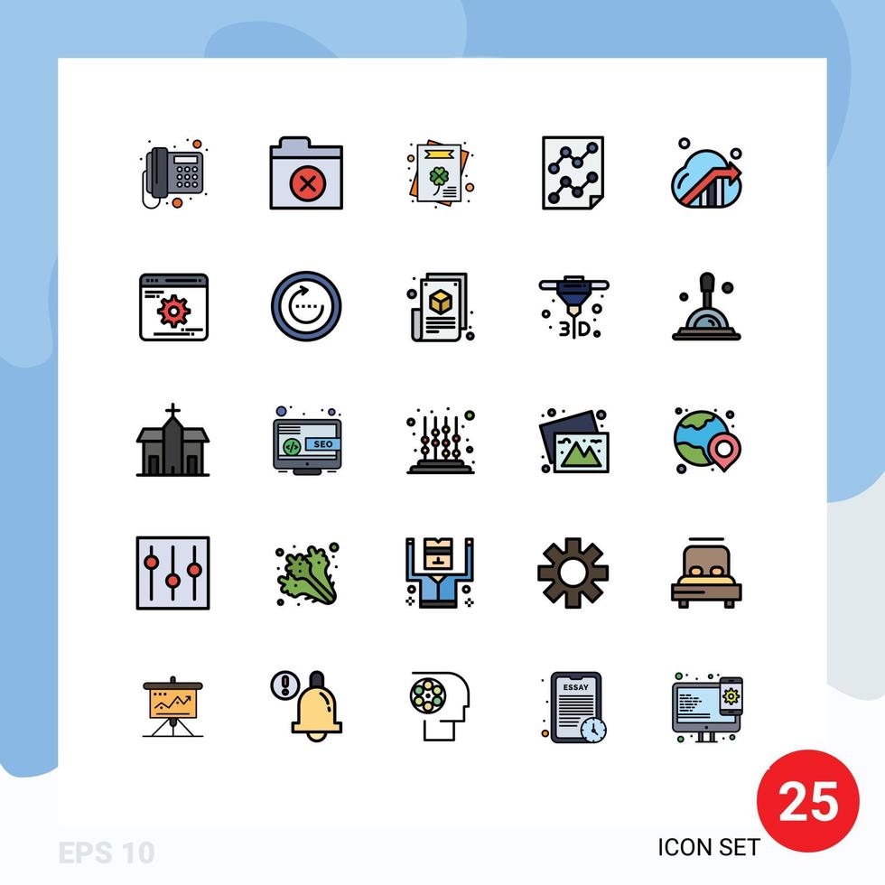 25 Filled line Flat Color concept for Websites Mobile and Apps marketing business greeting card report page Editable Vector Design Elements