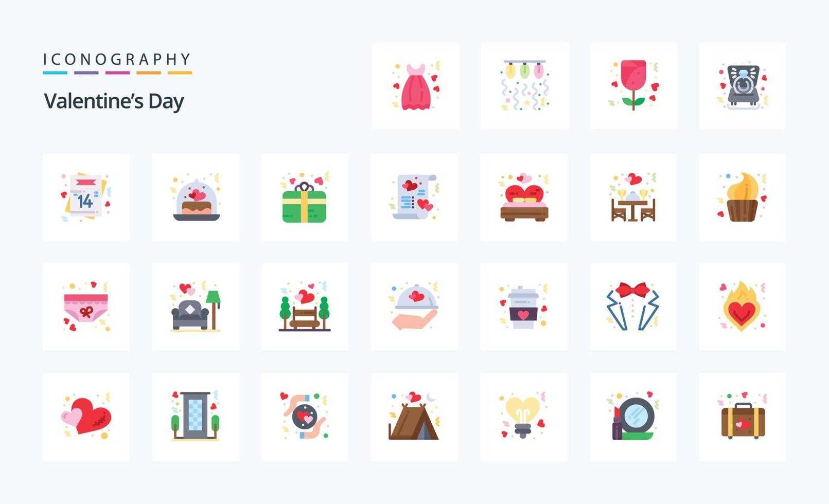 25 Valentines Day Flat color icon pack vector