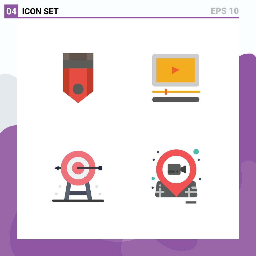 4 Flat Icon concept for Websites Mobile and Apps badge business rank player goal Editable Vector Design Elements
