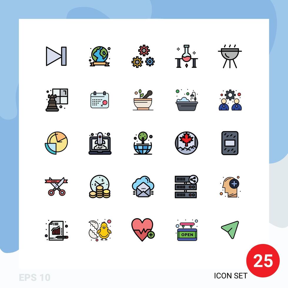 Set of 25 Modern UI Icons Symbols Signs for barbecue science experiment configuration science laboratory Editable Vector Design Elements