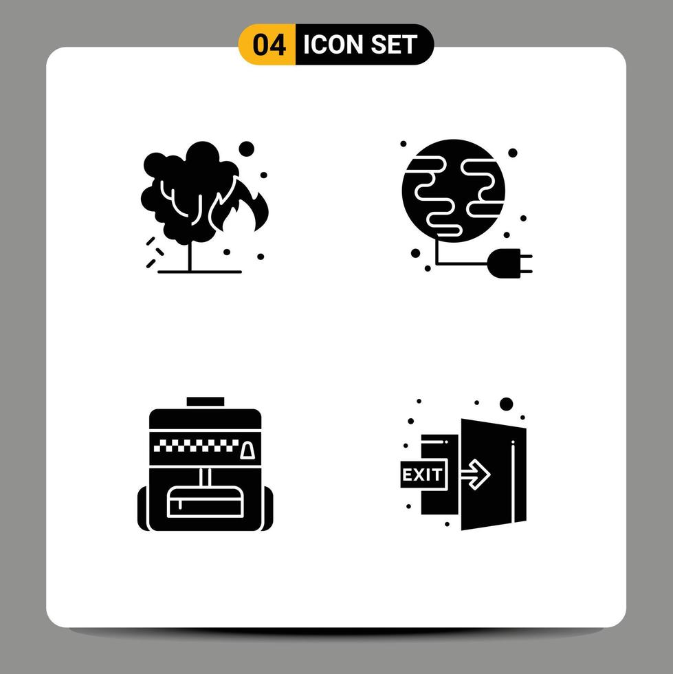 4 Creative Icons Modern Signs and Symbols of energy education pollution power door Editable Vector Design Elements