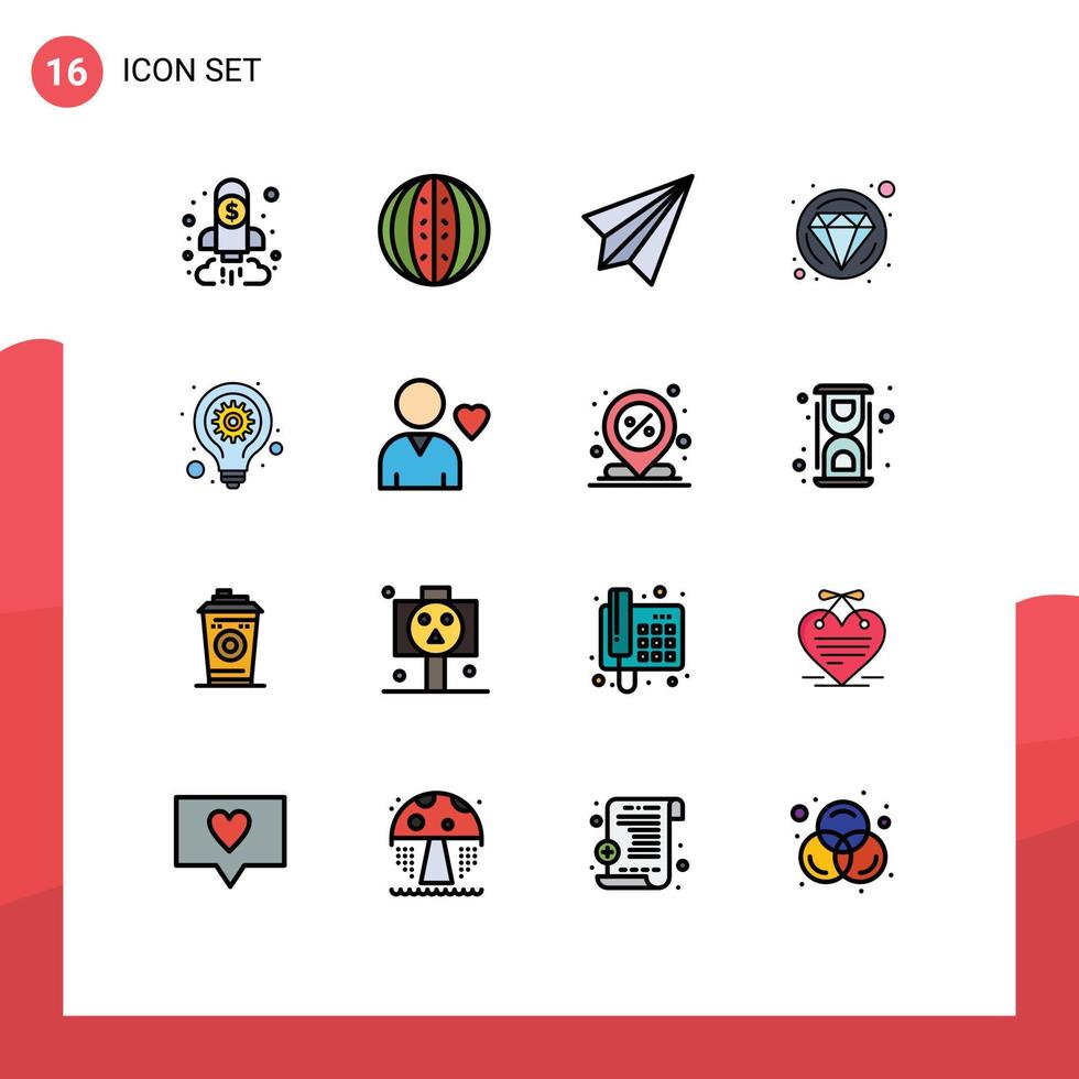 16 iconos creativos signos y símbolos modernos de joyería carnaval melón enviar contáctenos elementos de diseño de vectores creativos editables